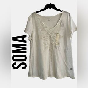 B8 NWT SOMA WOMEN’S T-SHIRT SIZE XL. WHITE V-Neck